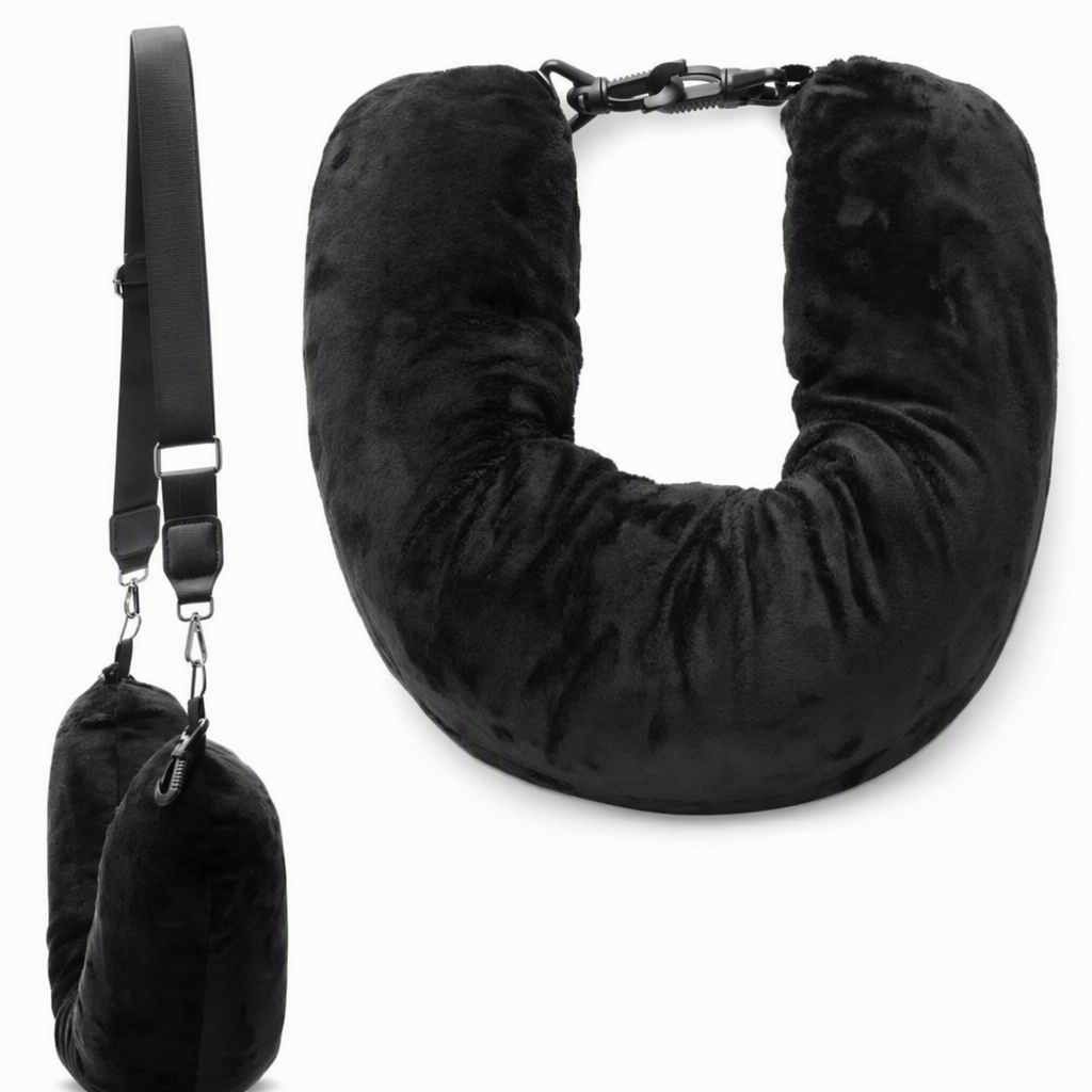 Fillable Travel Neck Pillow Clothes Storage Bag Portable Stuffable Airplane Travel Pillow 18x78cm