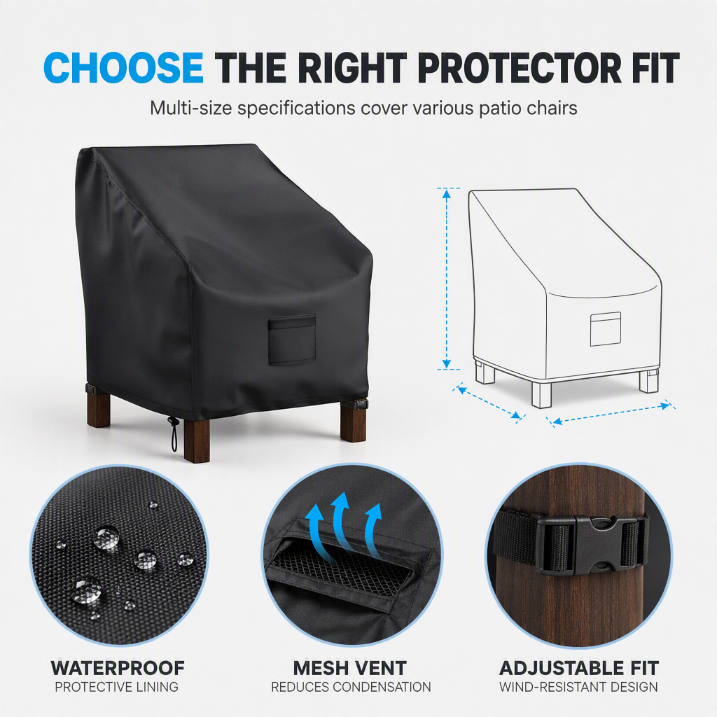 📢📢50% OFF !! ⏰Waterproof Outdoor Patio Chair Cover Sun Protection and Dustproof Furniture Cover for Lawn Chairs and Sofas