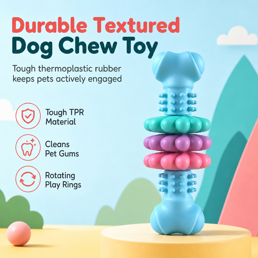 🐶Durable TPR Bone Shaped Dog Chew Toy Bite Resistant Teething Toy for Large Dogs🦴