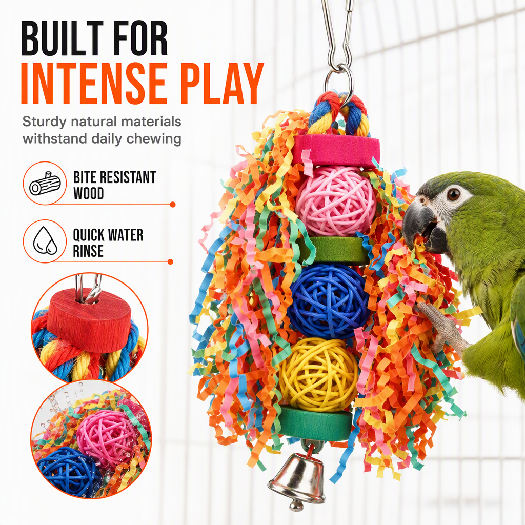 ⏳🔥LIMITED-TIME 50% OFF! ⏰Parrot Toy Set with Swing Perch and Chewing Toys for Bird Cage Decoration and Boredom Relief🦜🪀