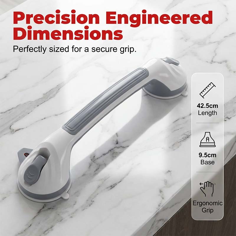 🛁 Suction Grab Bar: No-Drill, Tool-Free, Waterproof, Reusable, for Bathroom & Shower Safety