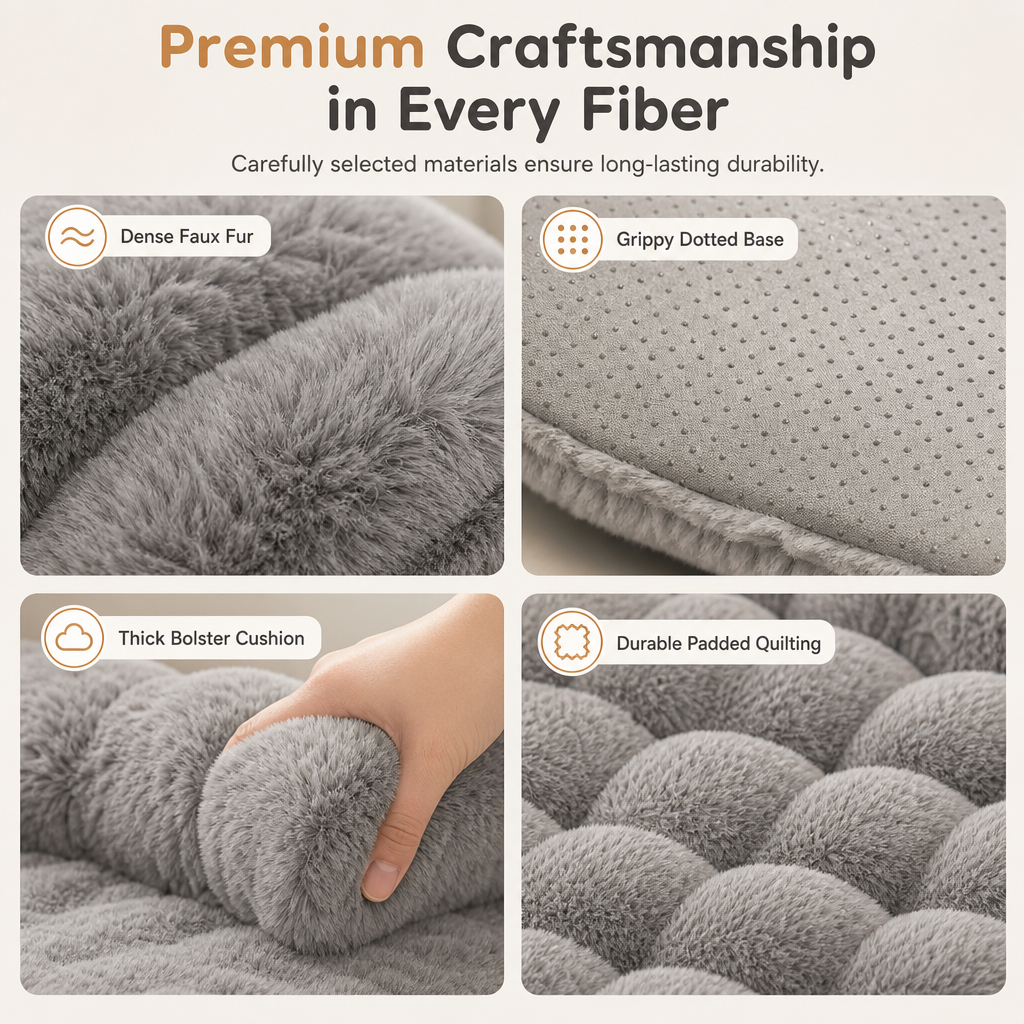 🐾 Plush Pet Furniture Protector: Faux Fur, Anti-Scratch, Non-Slip Back, Quilted