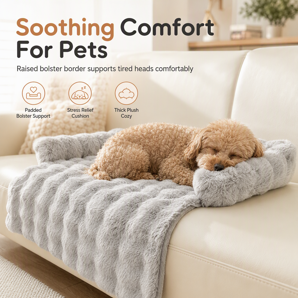 🐾 Plush Pet Furniture Protector: Faux Fur, Anti-Scratch, Non-Slip Back, Quilted