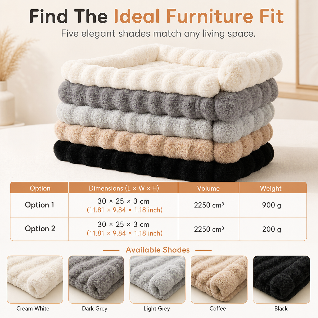 🐾 Plush Pet Furniture Protector: Faux Fur, Anti-Scratch, Non-Slip Back, Quilted