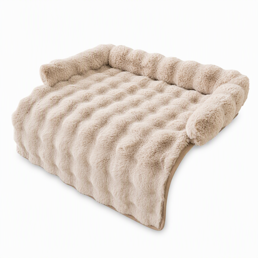 🐾 Plush Pet Furniture Protector: Faux Fur, Anti-Scratch, Non-Slip Back, Quilted