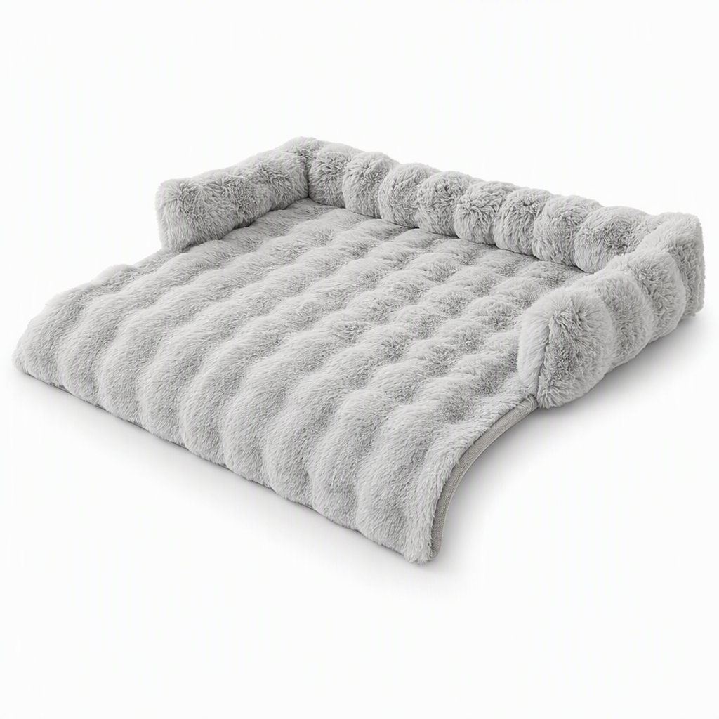 🐾 Plush Pet Furniture Protector: Faux Fur, Anti-Scratch, Non-Slip Back, Quilted