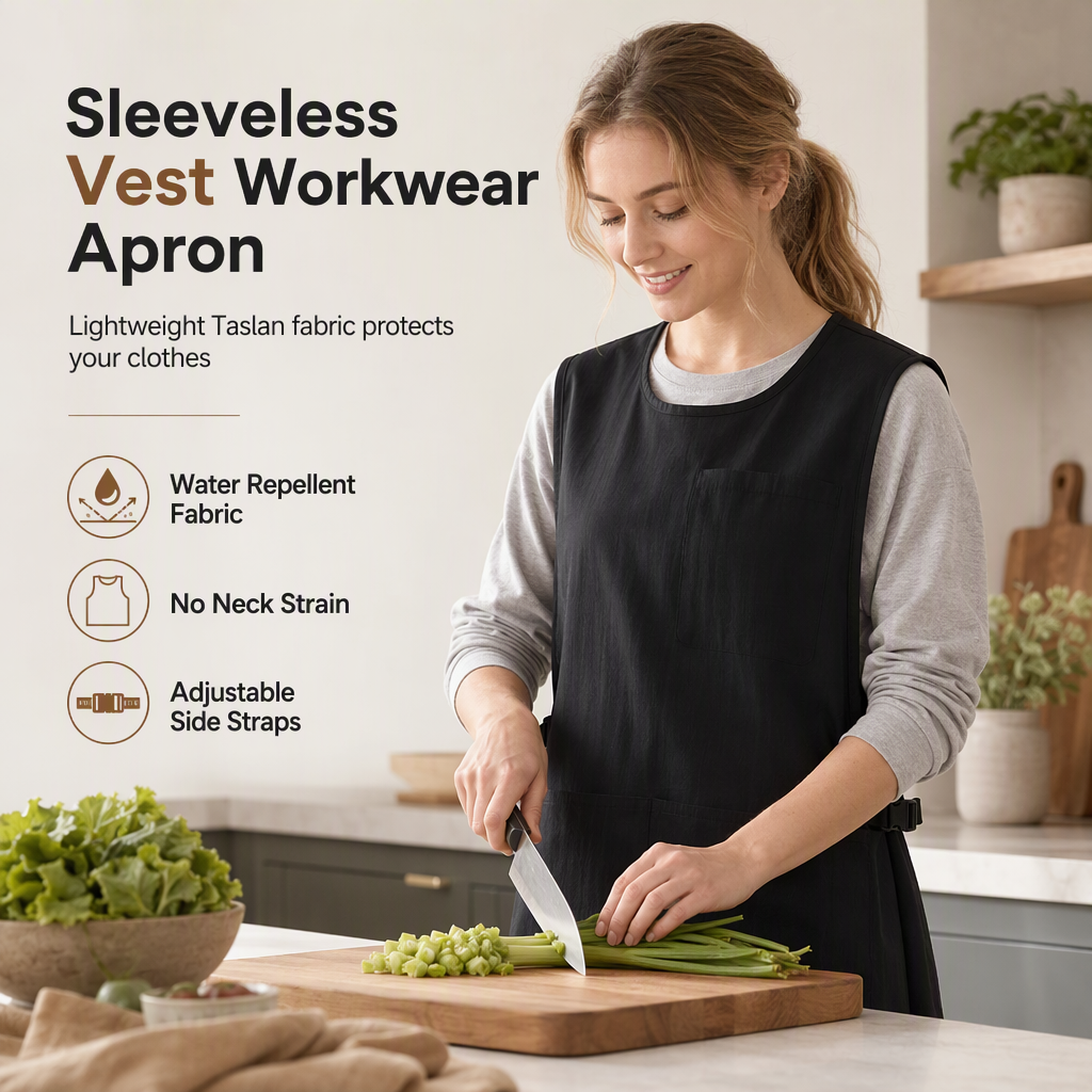 ⏳Time-Limited Special⏰Waterproof and Oilproof Kitchen Vest Apron Breathable Sleeveless Workwear for Catering and Food Service