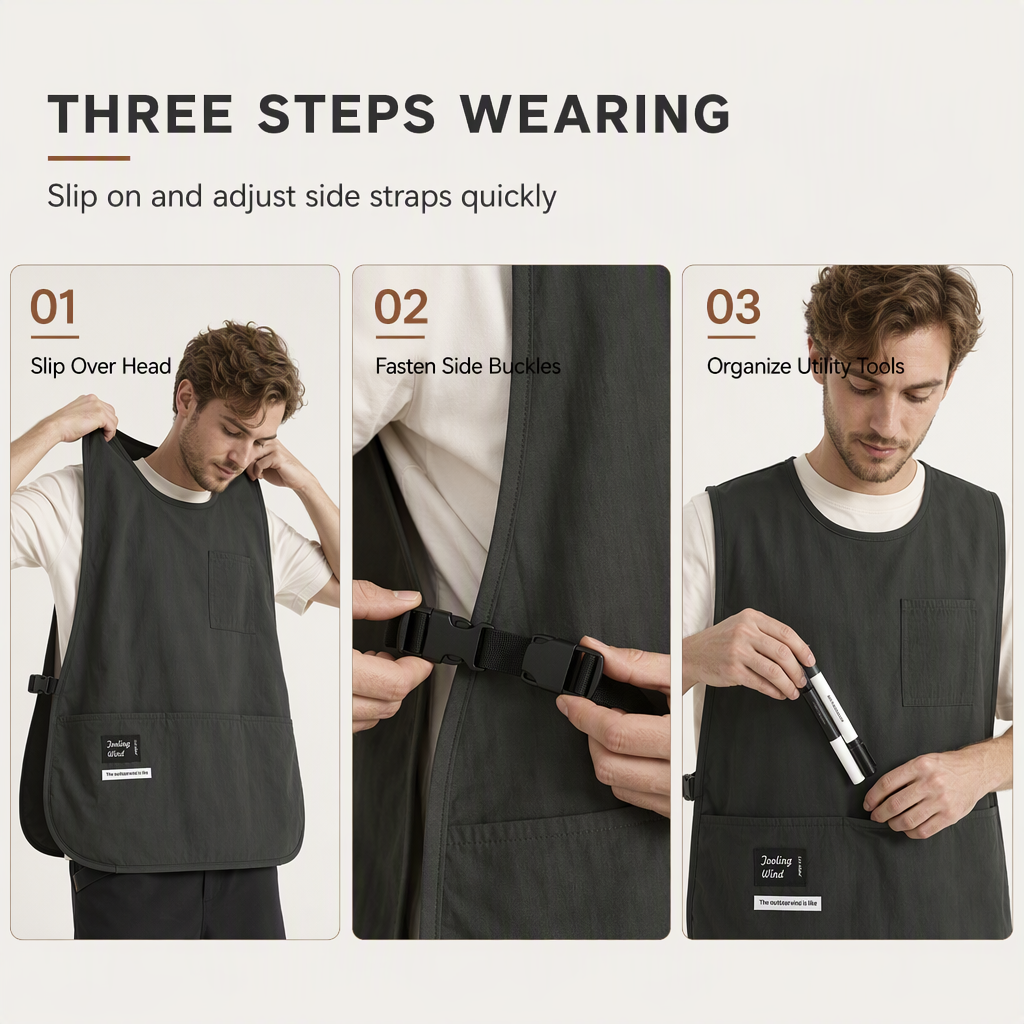 ⏳Time-Limited Special⏰Waterproof and Oilproof Kitchen Vest Apron Breathable Sleeveless Workwear for Catering and Food Service