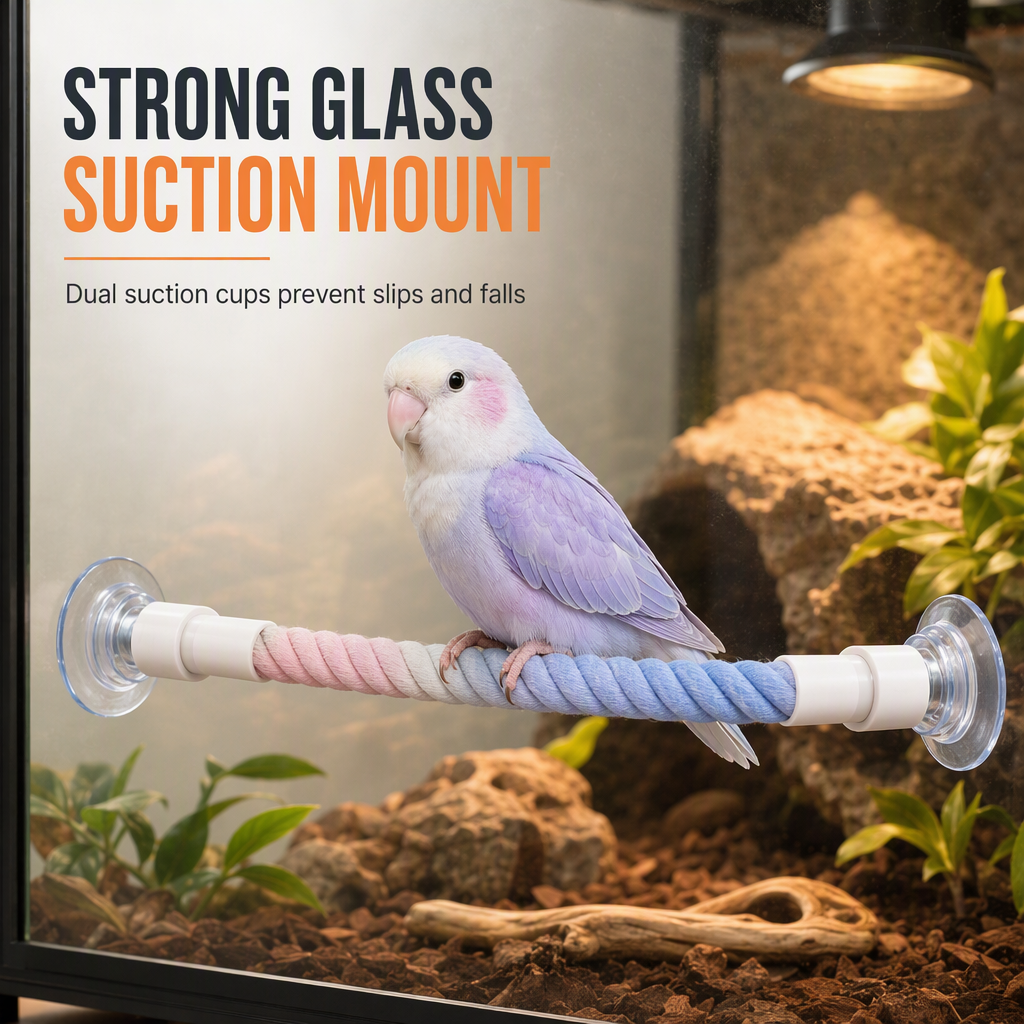 Colorful Cotton Rope Parrot Perch Bendable Bird Climbing Rope Swing Toy with Fixed Ends