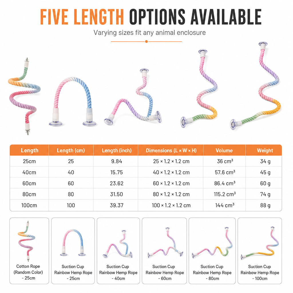 Colorful Cotton Rope Parrot Perch Bendable Bird Climbing Rope Swing Toy with Fixed Ends