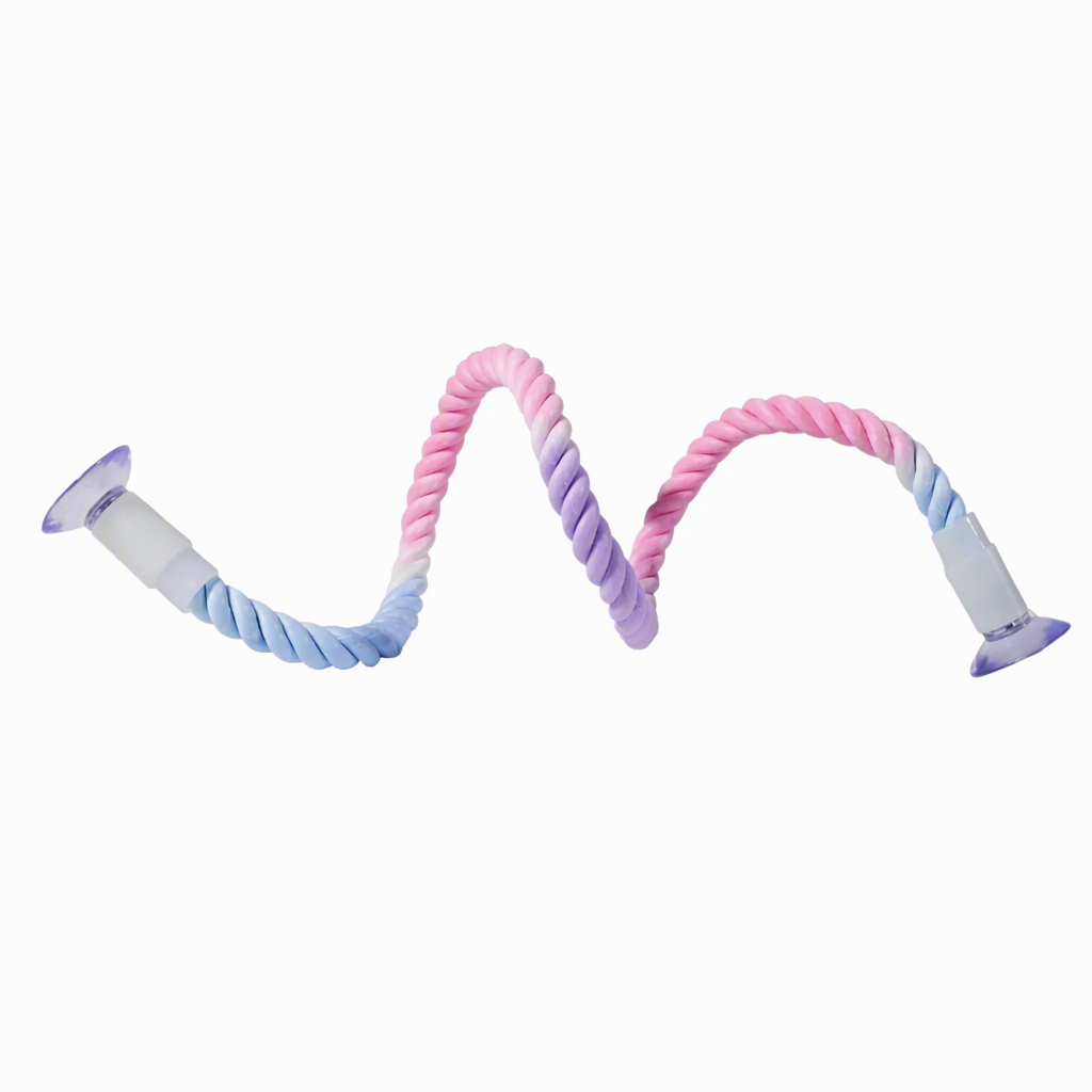 Colorful Cotton Rope Parrot Perch Bendable Bird Climbing Rope Swing Toy with Fixed Ends