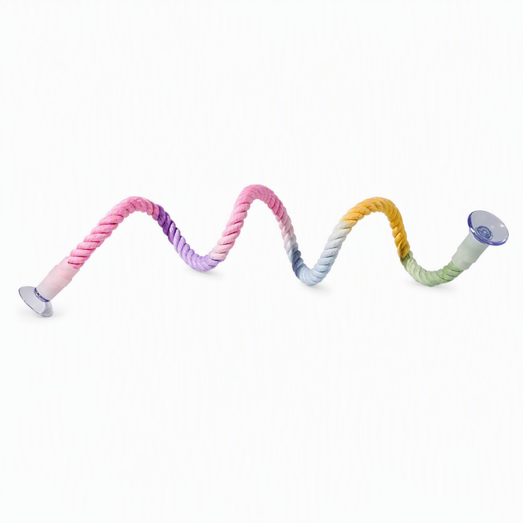 Colorful Cotton Rope Parrot Perch Bendable Bird Climbing Rope Swing Toy with Fixed Ends