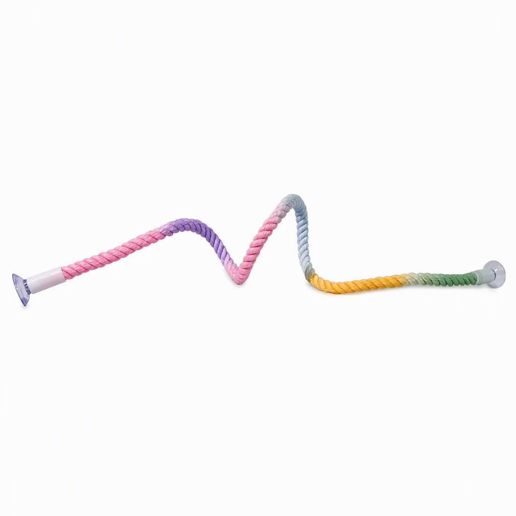Colorful Cotton Rope Parrot Perch Bendable Bird Climbing Rope Swing Toy with Fixed Ends