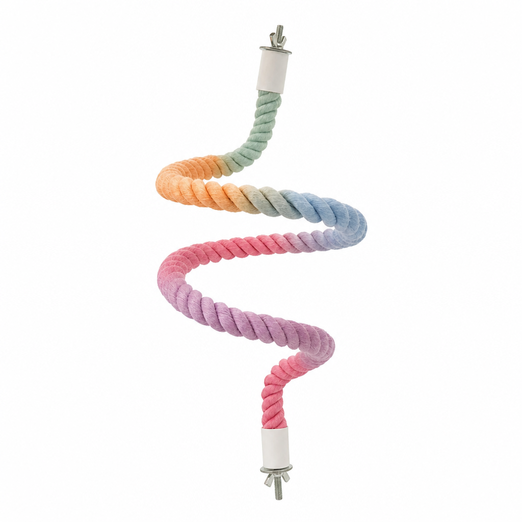 Colorful Cotton Rope Parrot Perch Bendable Bird Climbing Rope Swing Toy with Fixed Ends