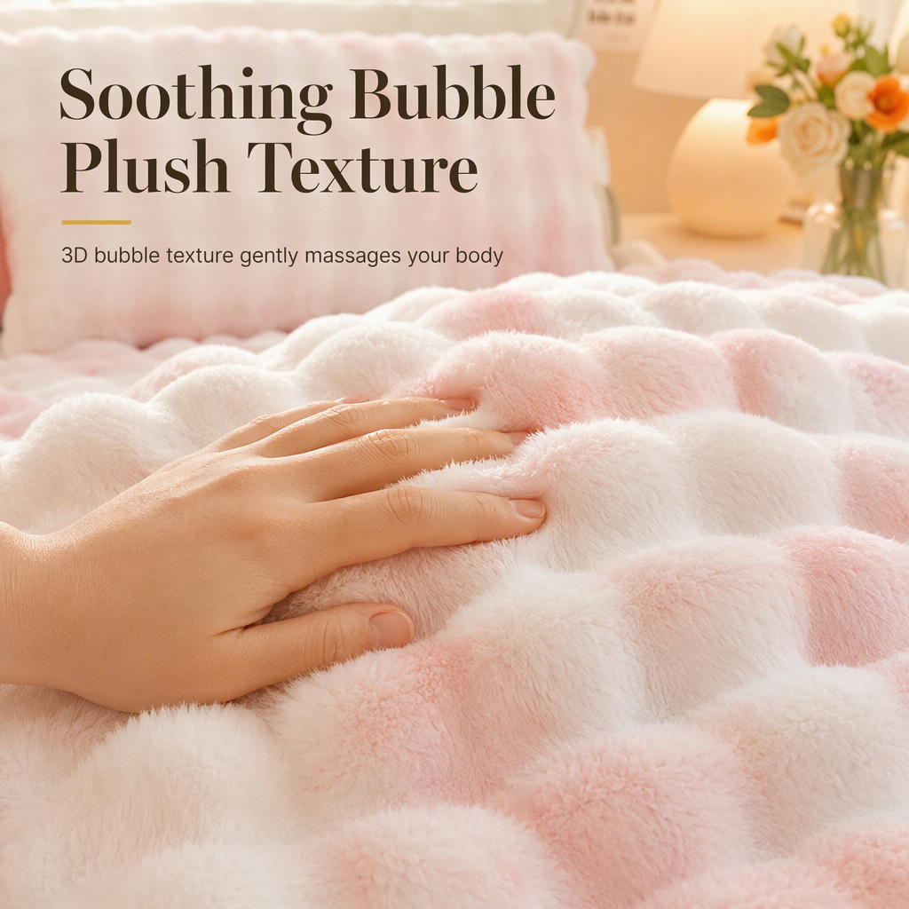Soft Rabbit Plush and Milk Velvet Fitted Sheet Mattress Cover Dustproof Mattress Protector
