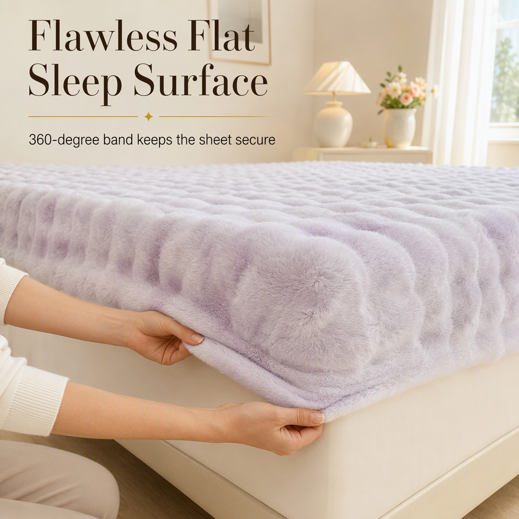 Soft Rabbit Plush and Milk Velvet Fitted Sheet Mattress Cover Dustproof Mattress Protector
