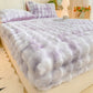 Soft Rabbit Plush and Milk Velvet Fitted Sheet Mattress Cover Dustproof Mattress Protector