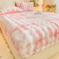 Soft Rabbit Plush and Milk Velvet Fitted Sheet Mattress Cover Dustproof Mattress Protector
