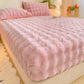 Soft Rabbit Plush and Milk Velvet Fitted Sheet Mattress Cover Dustproof Mattress Protector