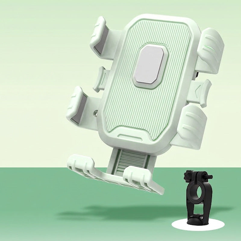 🚴 Universal Bike Phone Mount: One-Click Lock, Dual-Layer Rubber, Shock-Absorbing, 360° Rotation