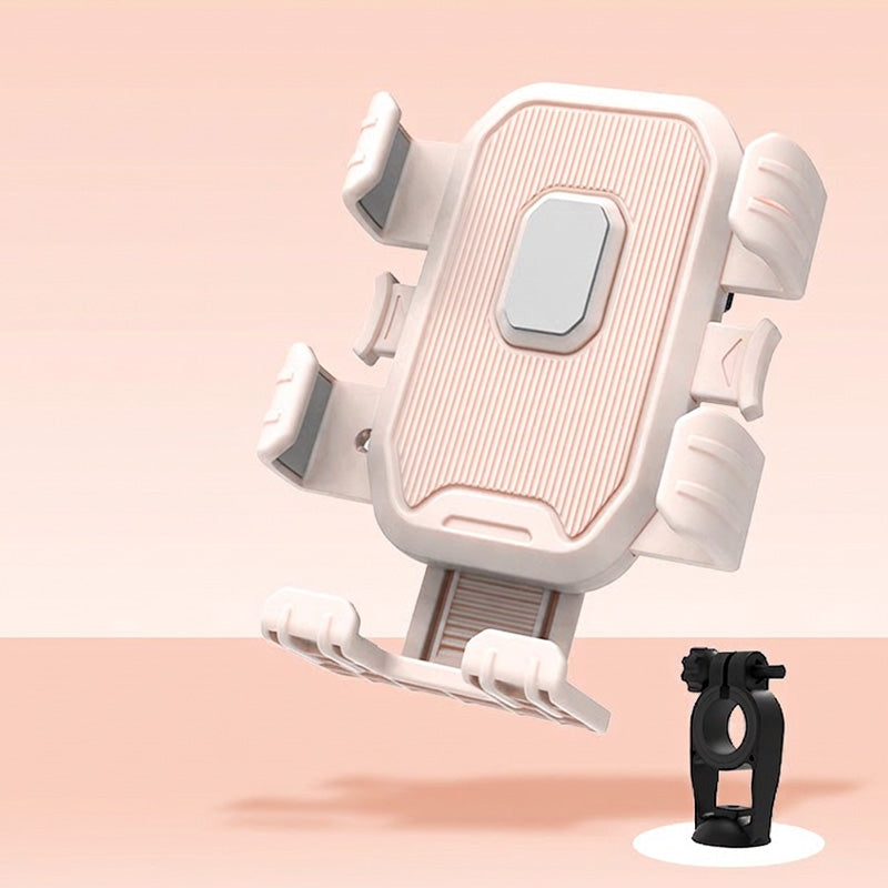 🚴 Universal Bike Phone Mount: One-Click Lock, Dual-Layer Rubber, Shock-Absorbing, 360° Rotation