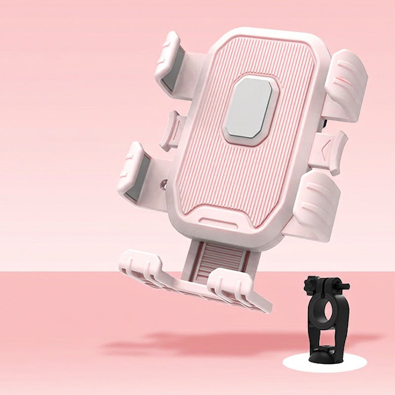 🚴 Universal Bike Phone Mount: One-Click Lock, Dual-Layer Rubber, Shock-Absorbing, 360° Rotation