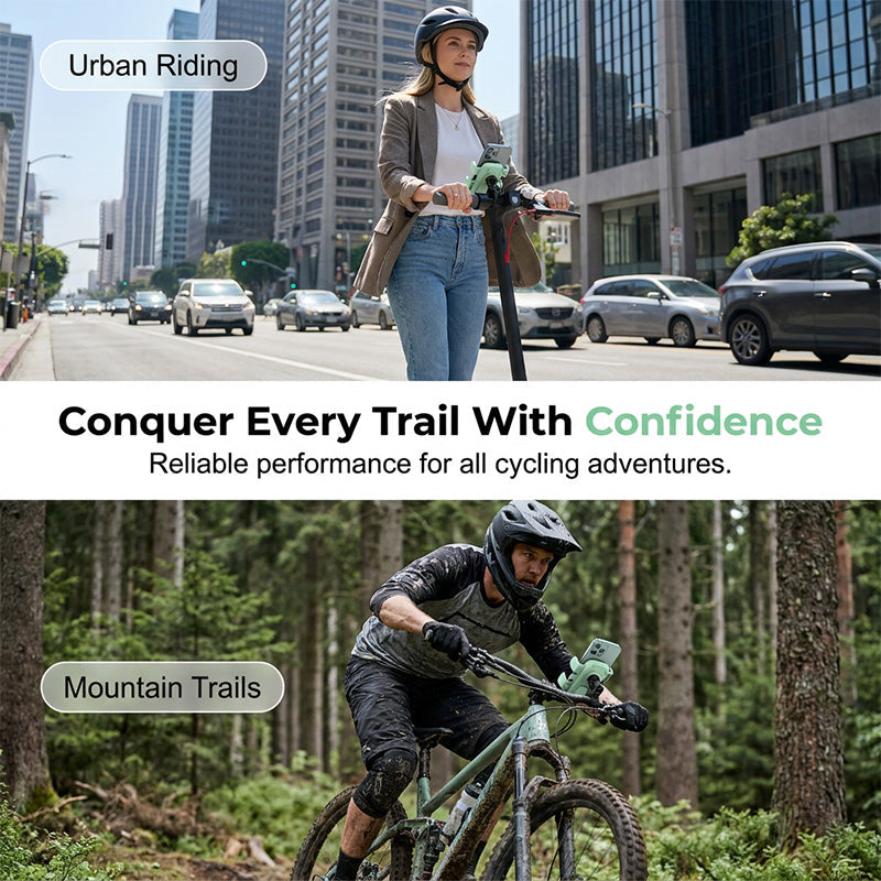 🚴 Universal Bike Phone Mount: One-Click Lock, Dual-Layer Rubber, Shock-Absorbing, 360° Rotation