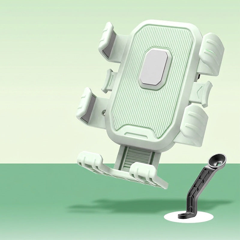 🚴 Universal Bike Phone Mount: One-Click Lock, Dual-Layer Rubber, Shock-Absorbing, 360° Rotation