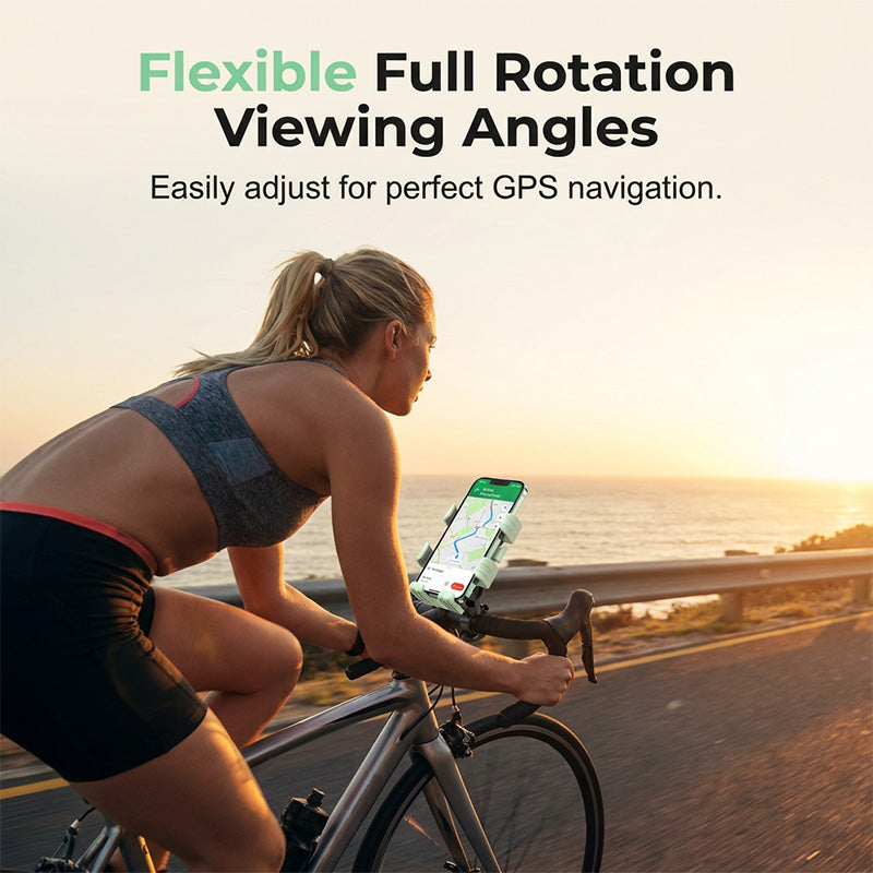 🚴 Universal Bike Phone Mount: One-Click Lock, Dual-Layer Rubber, Shock-Absorbing, 360° Rotation