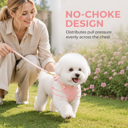 🐕 Corduroy Dog Vest Harness Set: Escape-Proof, Alloy Buckles, Breathable Mesh, 5-Piece Set