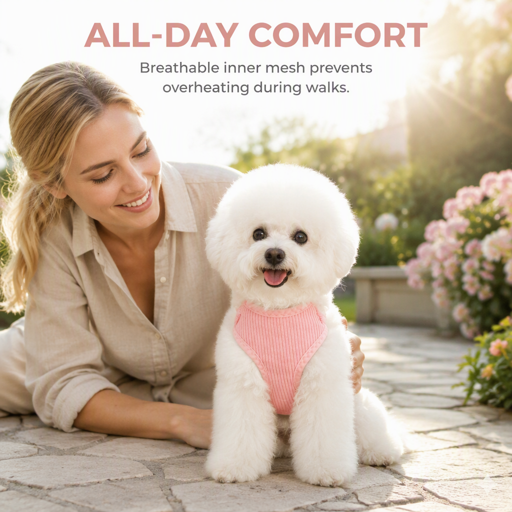 🐕 Corduroy Dog Vest Harness Set: Escape-Proof, Alloy Buckles, Breathable Mesh, 5-Piece Set