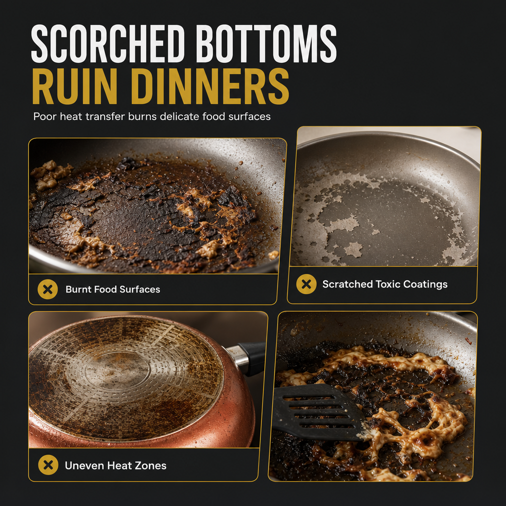 🍳 Tri-Ply Stainless Steel Wok: 3-Layer Thermal Core, Scratch-Resistant, Even Heating, Non-Stick