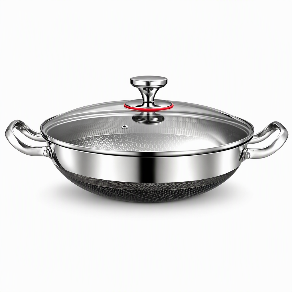 🍳 Tri-Ply Stainless Steel Wok: 3-Layer Thermal Core, Scratch-Resistant, Even Heating, Non-Stick