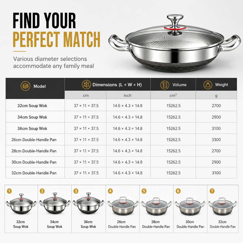 🍳 Tri-Ply Stainless Steel Wok: 3-Layer Thermal Core, Scratch-Resistant, Even Heating, Non-Stick
