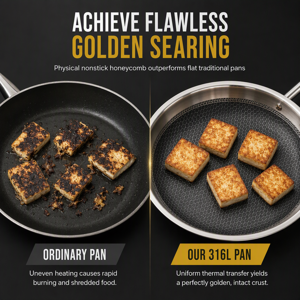 🍳 Tri-Ply Stainless Steel Wok: 3-Layer Thermal Core, Scratch-Resistant, Even Heating, Non-Stick
