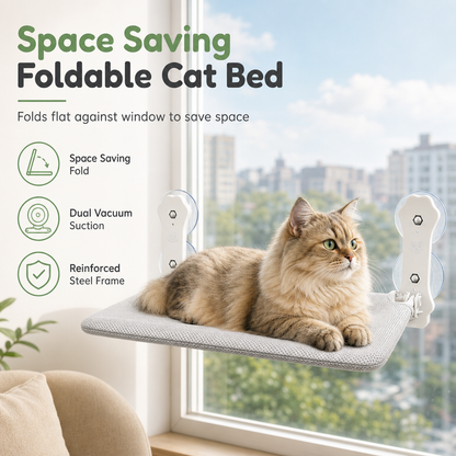 Foldable Cat Window Hammock Hanging Cat Bed with Strong Suction Cups for Glass Windows and Balcony