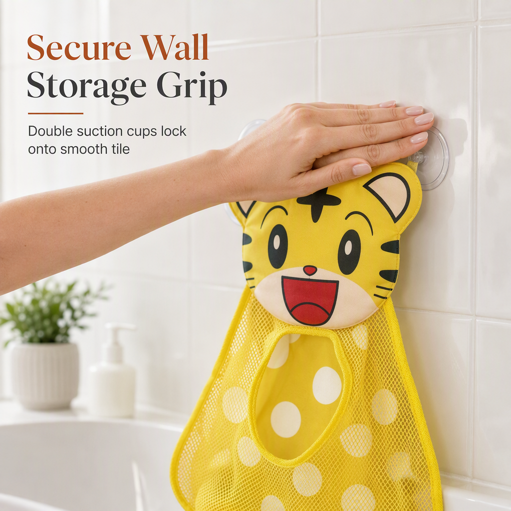 🛁 Save 50%! 🐻 Bath Toy Organizer – Mesh bag, suction cups & cute design ✨