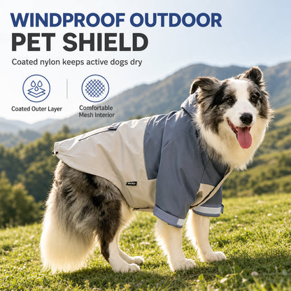Waterproof Dog Raincoat Colorblock Pet Outdoor with Dirtproof Leg Protection