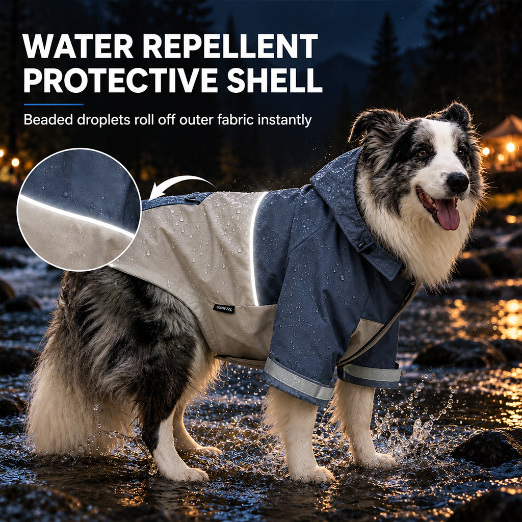 Waterproof Dog Raincoat Colorblock Pet Outdoor with Dirtproof Leg Protection