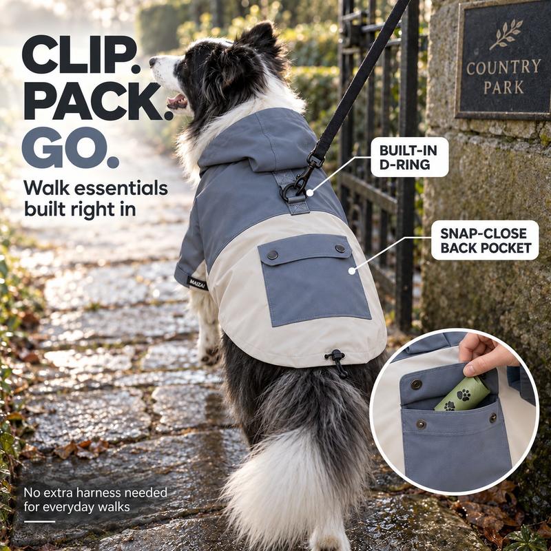 Waterproof Dog Raincoat Colorblock Pet Outdoor with Dirtproof Leg Protection
