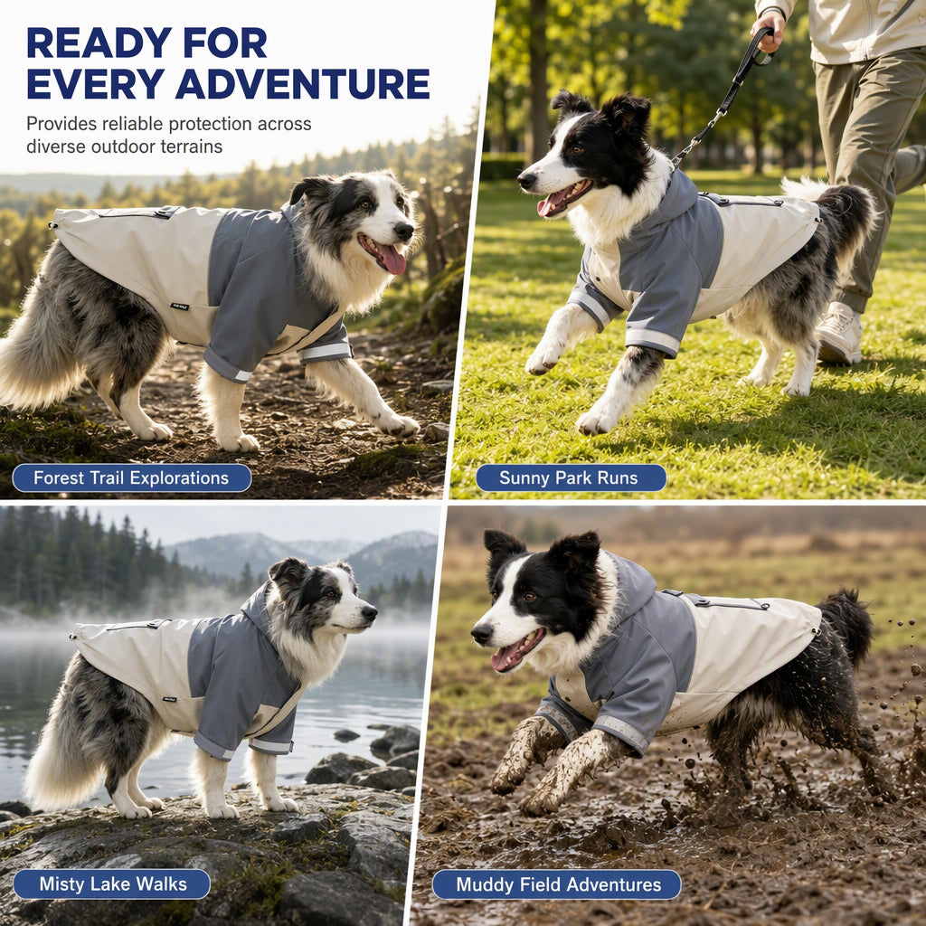 Waterproof Dog Raincoat Colorblock Pet Outdoor with Dirtproof Leg Protection