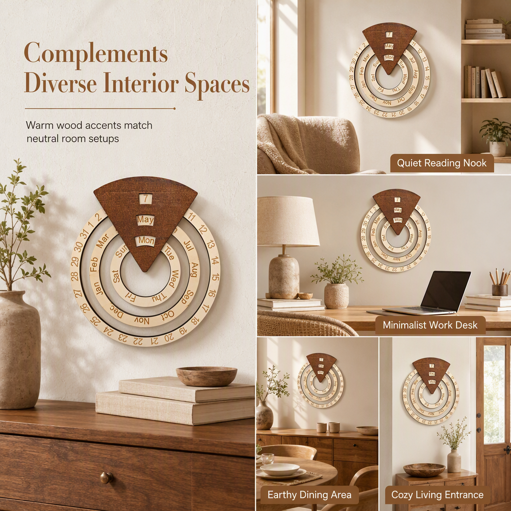 🎁2026 New Arrivals 50% OFF💥Circular Wooden Rotating Perpetual Calendar – Artistic, Interactive, Timeless ✨