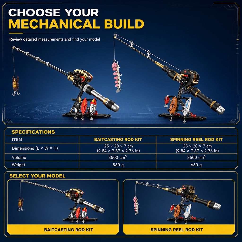 🎣⚙️ Mechanical Fishing Rod Model Kit – 50% OFF! Realistic gear drive, modular lures, plated grip details – interactive casting experience. 🔧