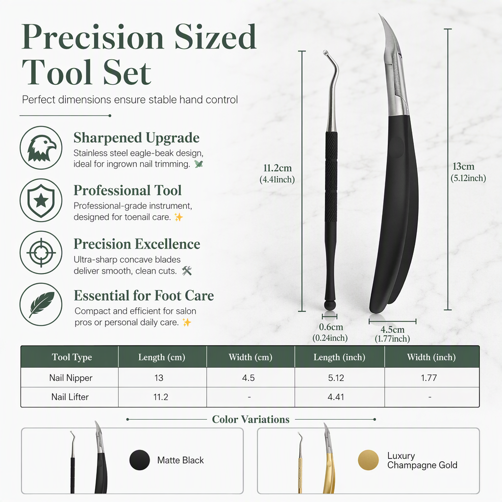 📢📢49% OFF !! ⏰Stainless Steel Ingrown Toenail Clipper and Dead Skin Nipper 2 Piece Manicure Set