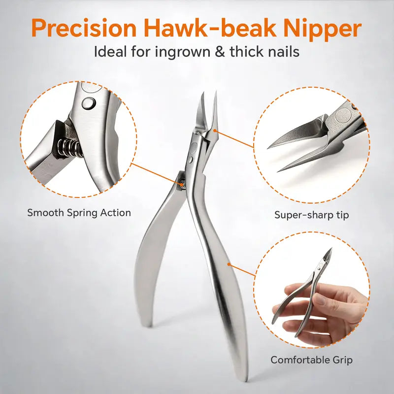 📢📢49% OFF !! ⏰Stainless Steel Ingrown Toenail Clipper and Dead Skin Nipper 2 Piece Manicure Set