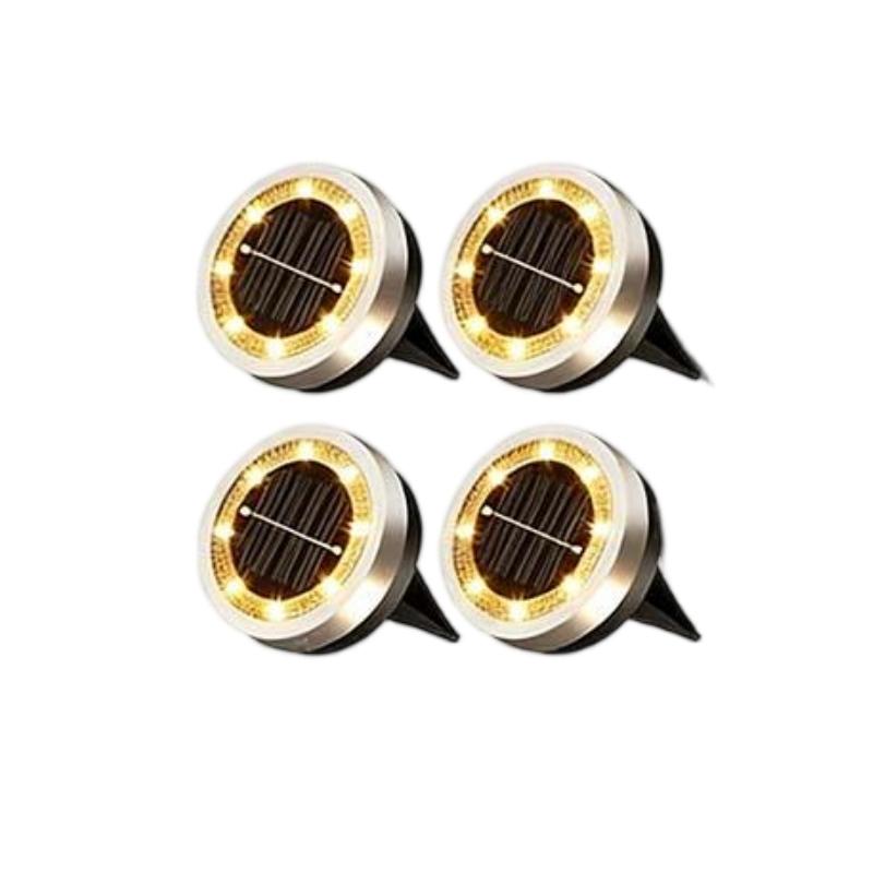 ☀️ Solar Garden Ground Lights: 4-Pack, 8 LED, Stainless Steel, Auto On/Off