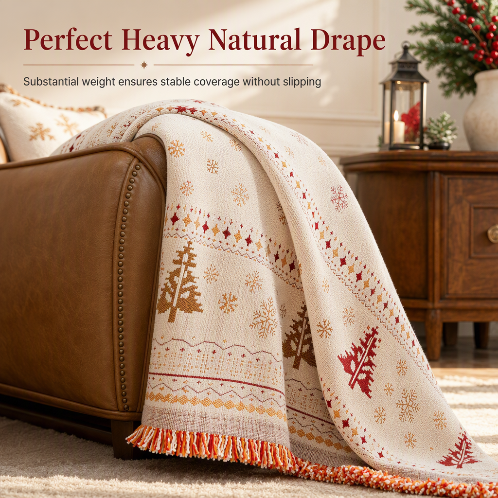⏳Time-Limited Special⏰Thickened Christmas Chenille Sofa Cover – Full Coverage Cat Scratch & Stain Resistant Couch Slipcover🎄🎅🛋️