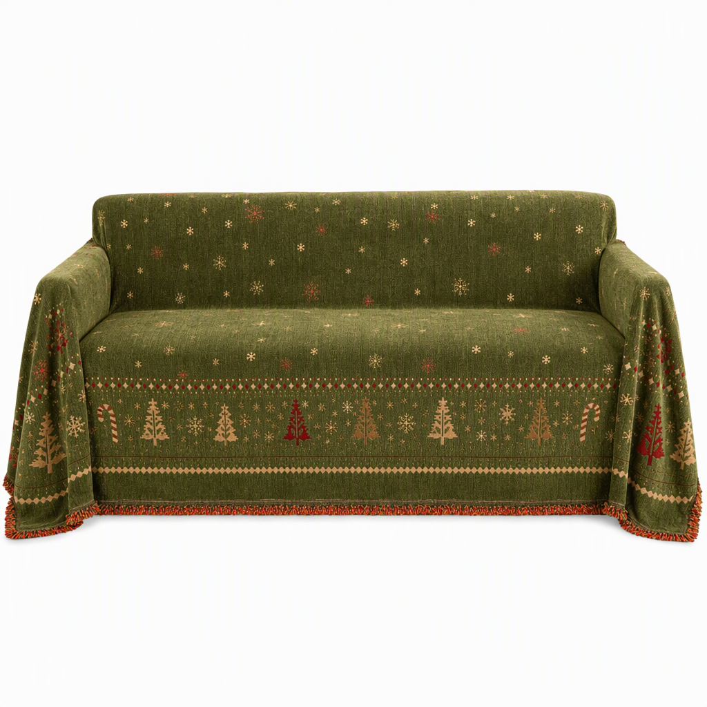 ⏳Time-Limited Special⏰Thickened Christmas Chenille Sofa Cover – Full Coverage Cat Scratch & Stain Resistant Couch Slipcover🎄🎅🛋️