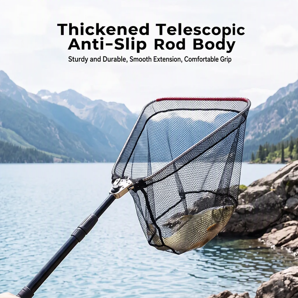 Aluminum Alloy Telescopic Folding Triangular Fishing Landing Net Floating Reinforced Hand Net for Lure Fishing