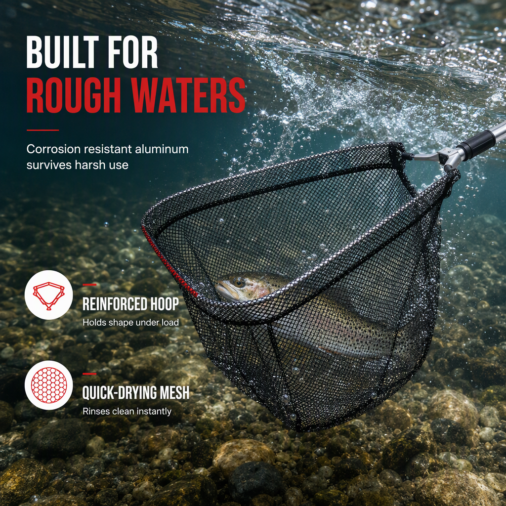 Aluminum Alloy Telescopic Folding Triangular Fishing Landing Net Floating Reinforced Hand Net for Lure Fishing